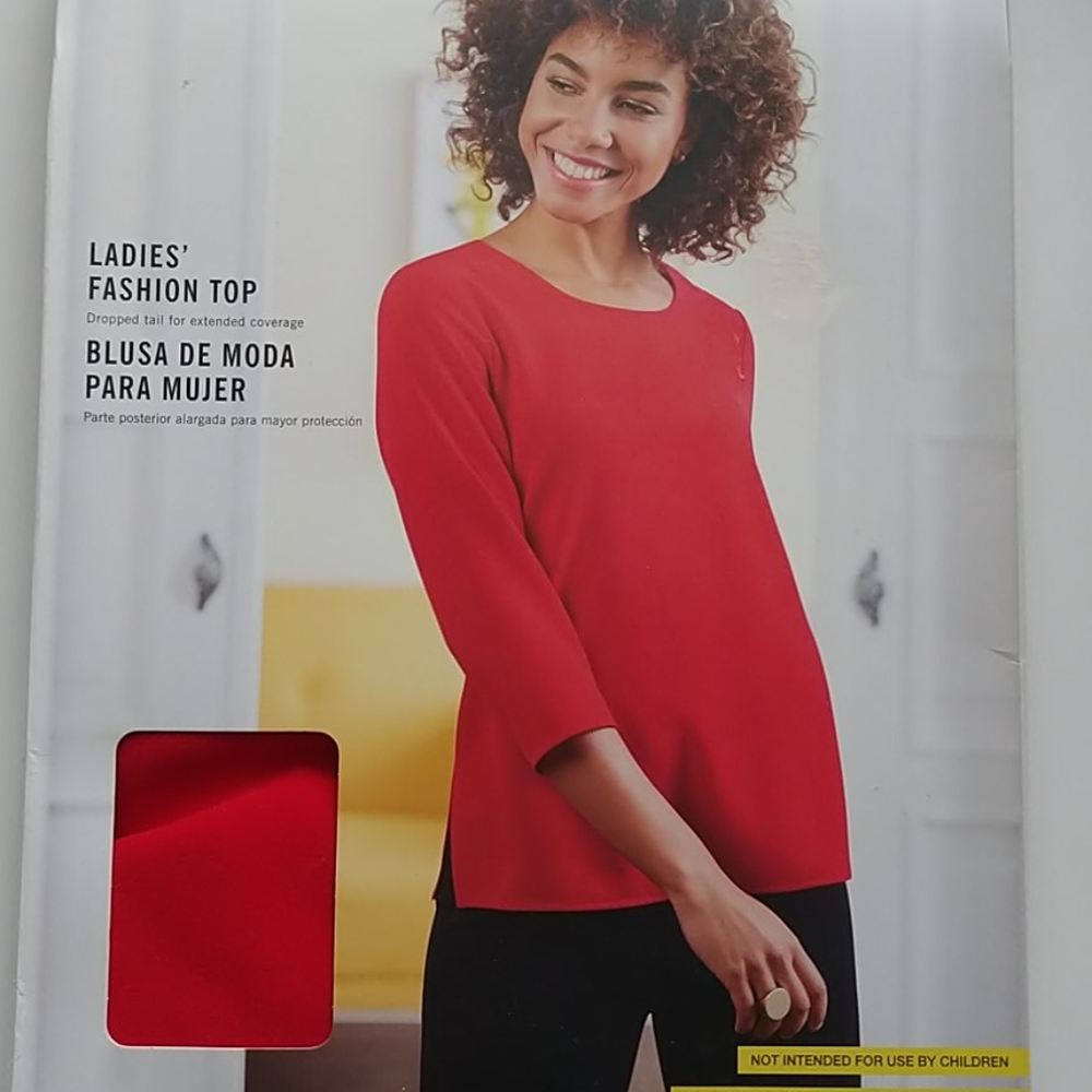Sz 12 Red Fashion Top/Blouse w/ 3/4 Sleeves - NWT
